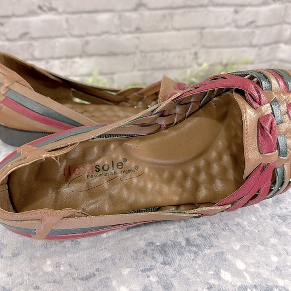 Flexisole “Fiesta” Tan Multicolor Leather Huarache Sandals WMS 6.5W☀️VGUC☀️ - Picture 9 of 10